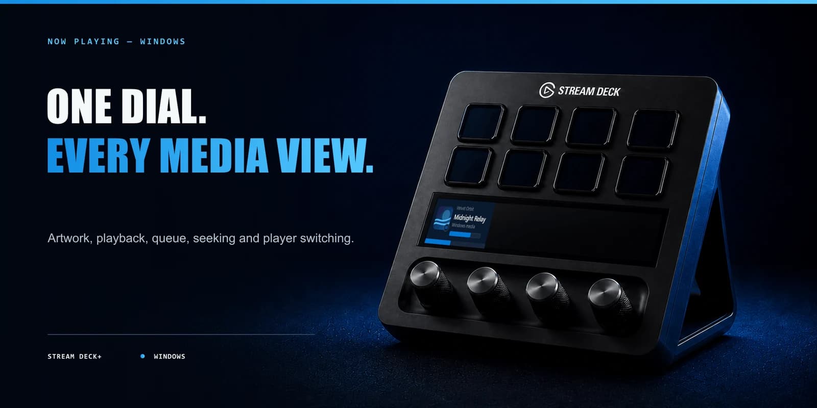 Now Playing Windows media views and dial control on Stream Deck+